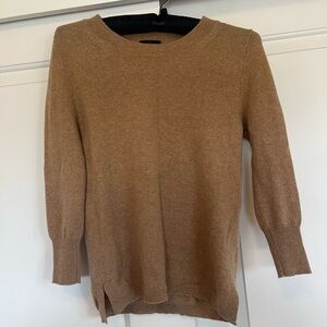 J. Crew 100% Cashmere Camel 3/4 Sleeve Sweater Tee